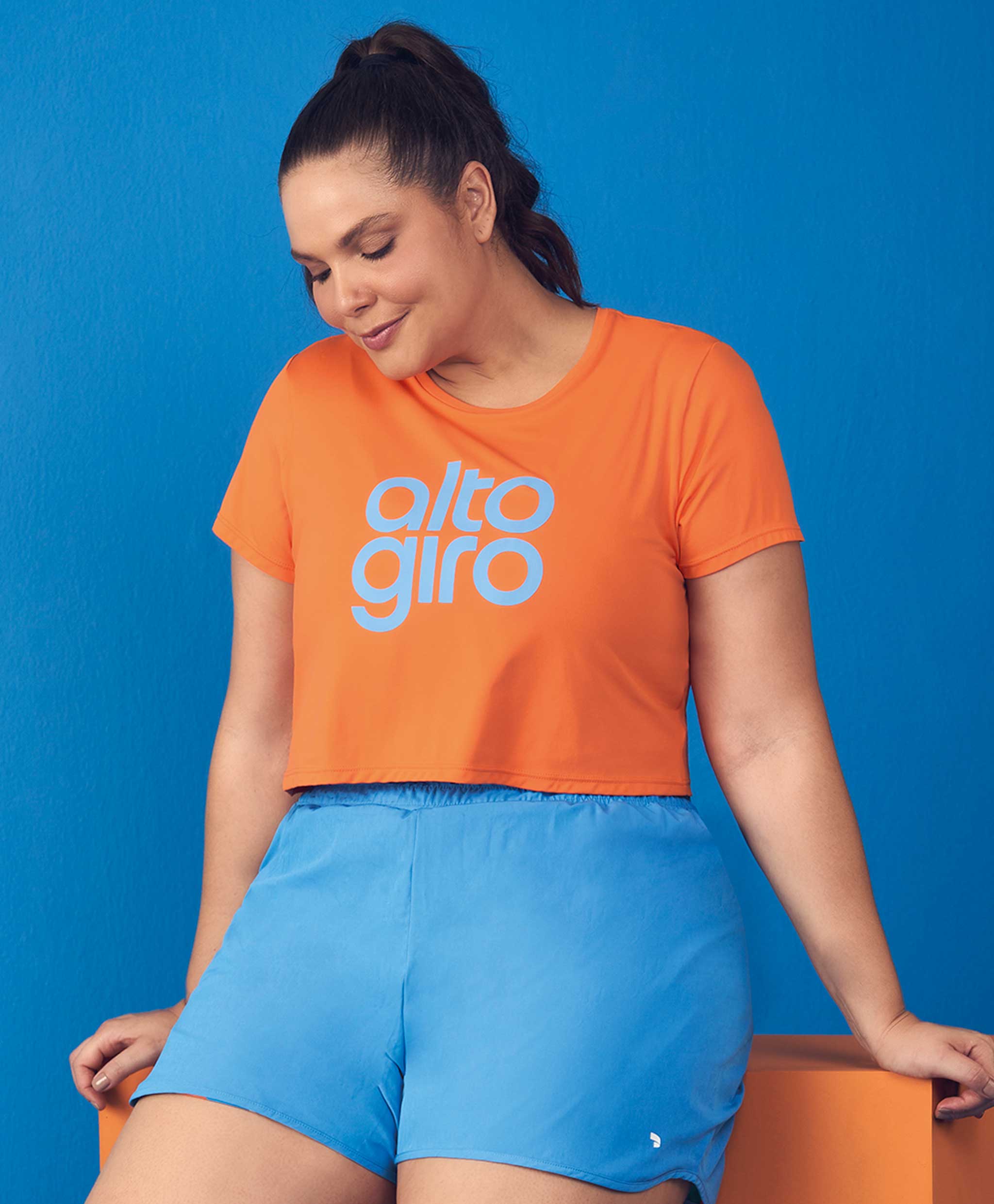T-SHIRT SKIN FIT CROPPED ALTO GIRO