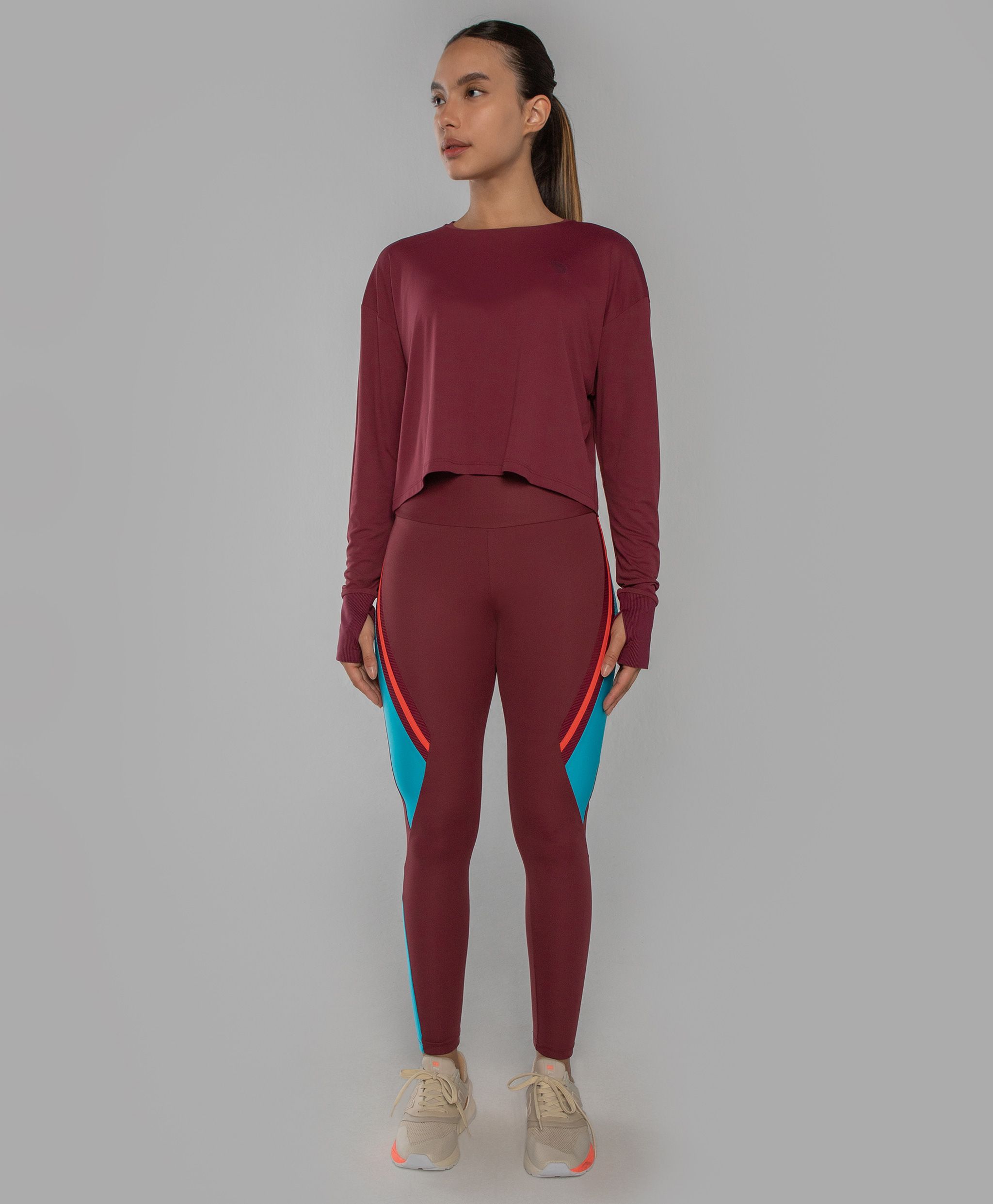 T-SHIRT SKIN FIT CROOPED MANGA LONGA