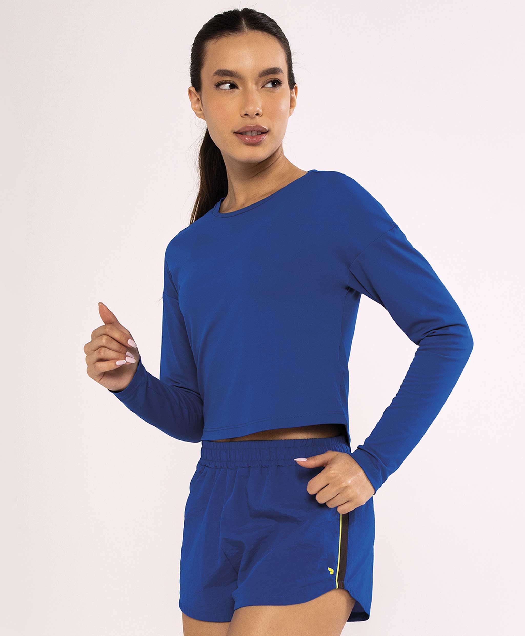 T-SHIRT SKIN FIT CROPPED MANGA LONGA